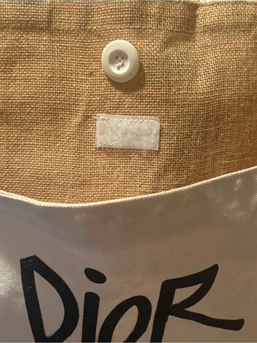 Dior Beige Canvas Tote with Black Logo